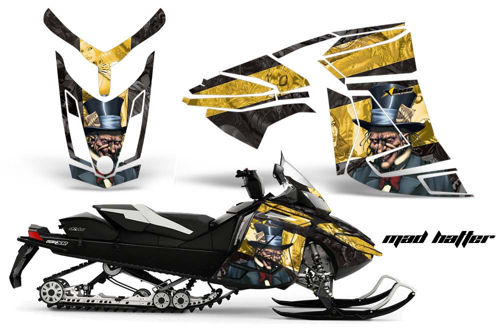 Ski Doo Rev XR Sled Graphic Kit - 2013-2018 Mad Hatter Yellow