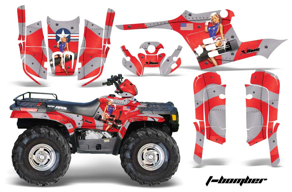 Polaris Sportsman 400 / 500 / 600 / 700 ATV Graphic Kit - 1995-2004 T Bomber Red