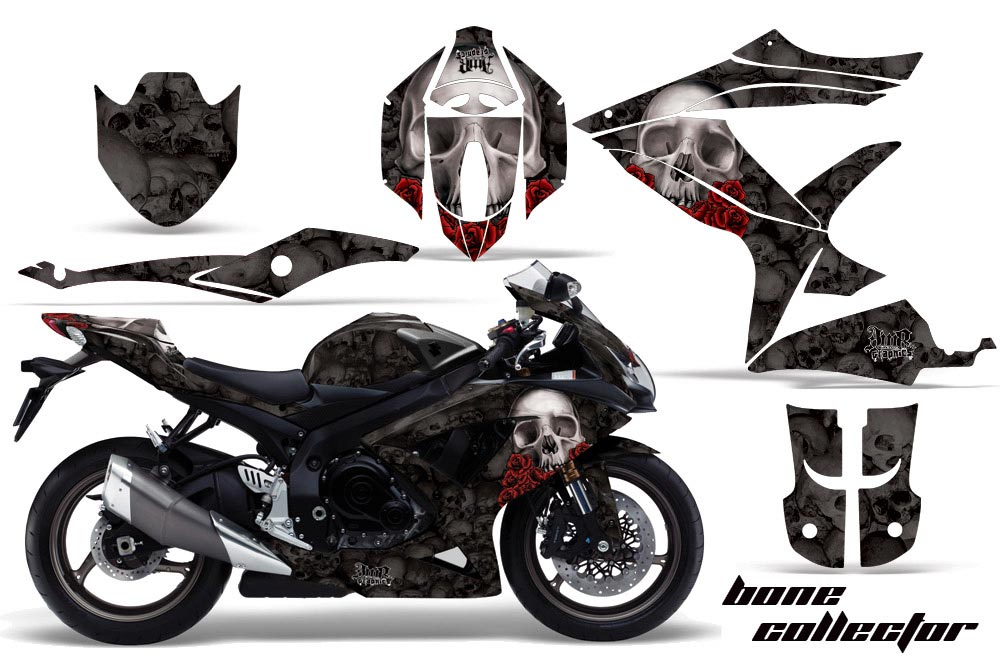 Suzuki GSXR 600 / 750 Graphic Kit - 2008-2010 Bone Collector Black