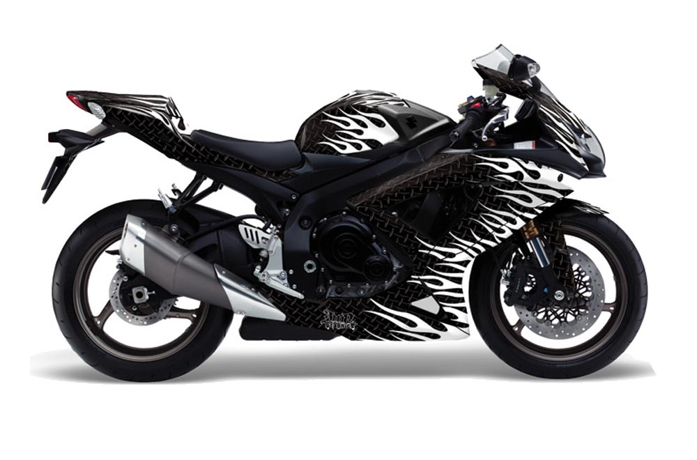 Suzuki GSXR 600 / 750 Graphic Kit - 2008-2010 Diamond Flames Black