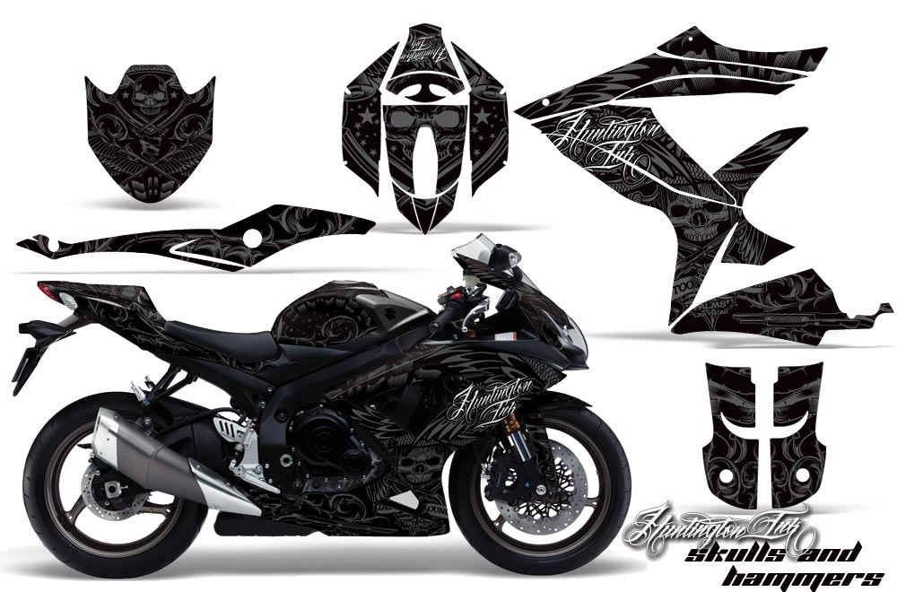 Suzuki GSXR 600 / 750 Graphic Kit - 2008-2010 Skulls N Hammers Silver