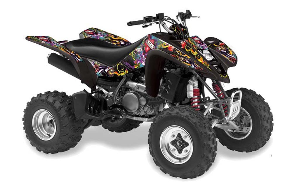 Suzuki LTZ 400 ATV Graphic Kit - 2003-2008 Ed Hardy - Love Kills Black