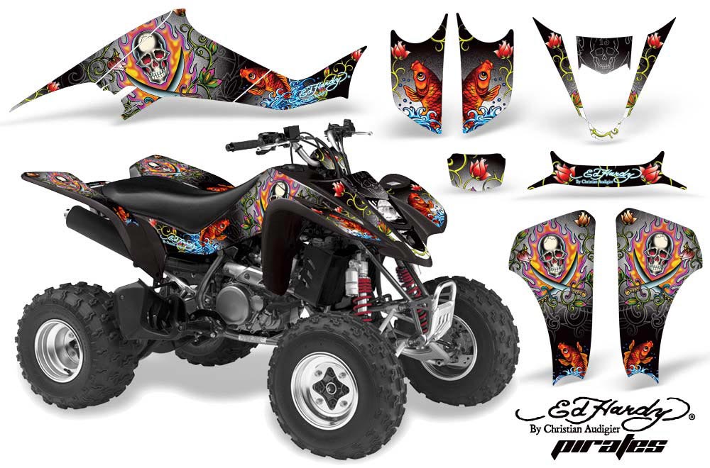 Suzuki LTZ 400 ATV Graphic Kit - 2003-2008 Ed Hardy - Pirates White