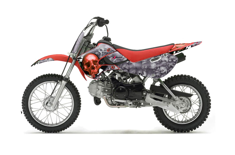 Suzuki DRZ 110 Dirt Bike Graphic Kit - All Years Checkered Skull Red