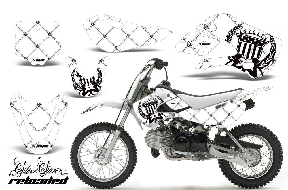 Suzuki DRZ 110 Dirt Bike Graphic Kit - All Years Silver Star - Reloaded White