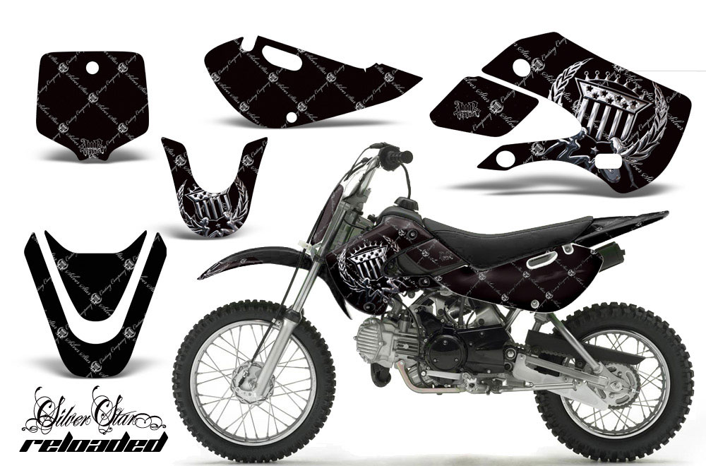 Suzuki DRZ 110 Dirt Bike Graphic Kit - All Years Silver Star - Reloaded Black