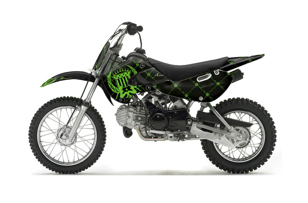 Suzuki DRZ 110 Dirt Bike Graphic Kit - All Years Silver Star - Reloaded Green