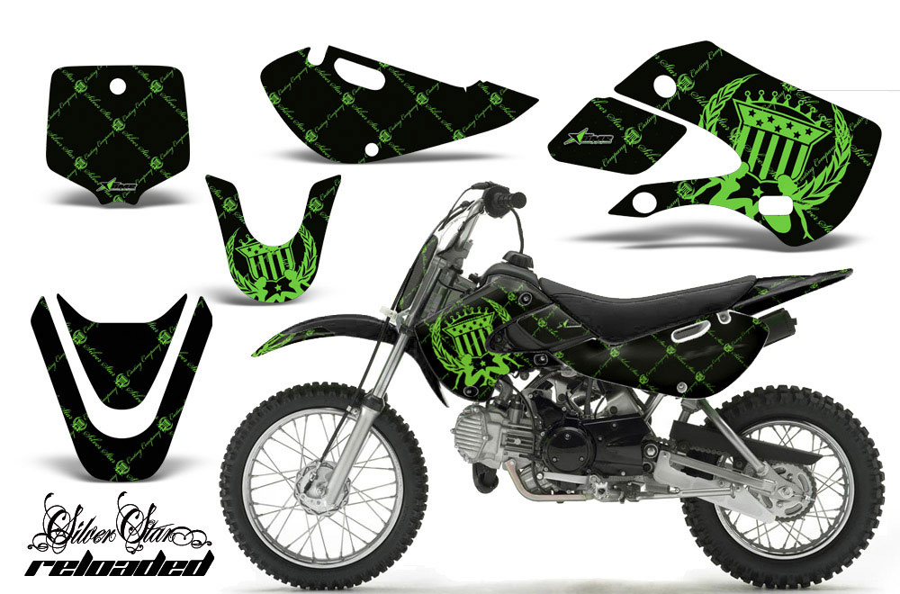 Suzuki DRZ 110 Dirt Bike Graphic Kit - All Years Silver Star - Reloaded Green