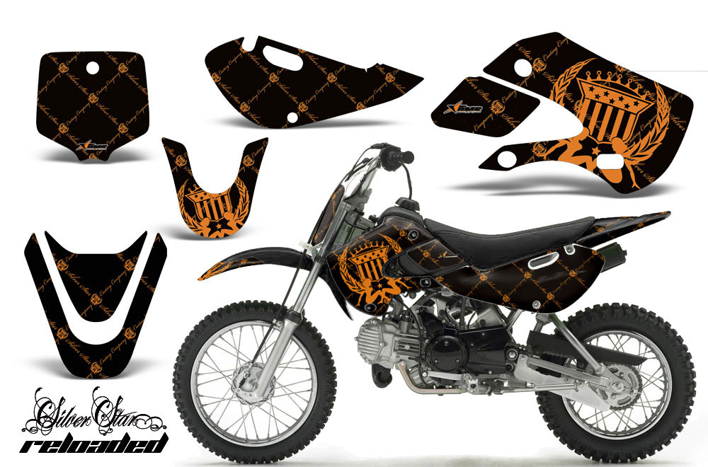 Suzuki DRZ 110 Dirt Bike Graphic Kit - All Years Silver Star - Reloaded Orange