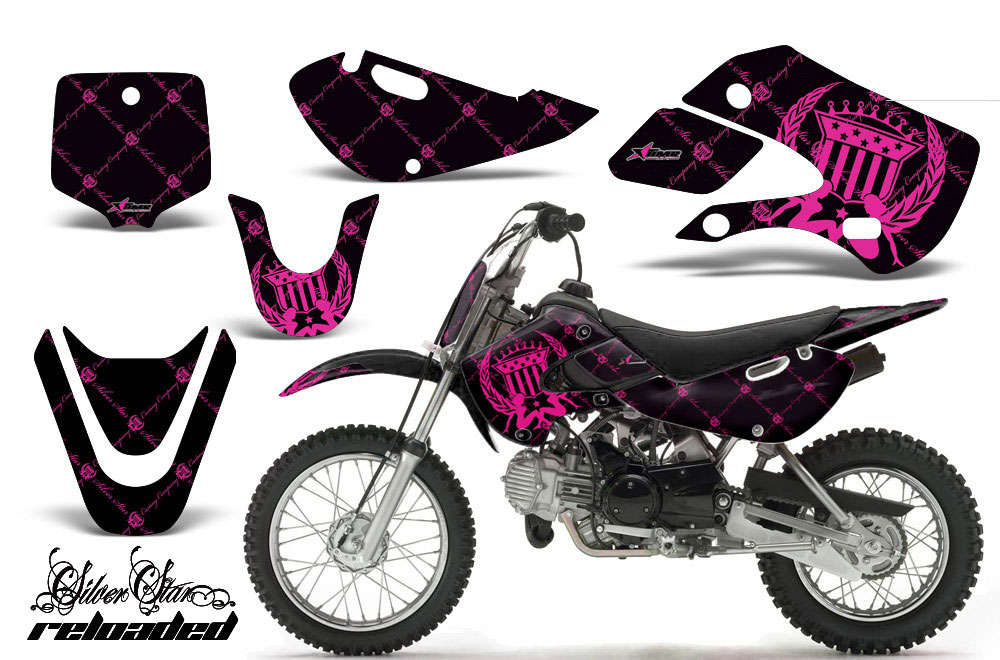 Suzuki DRZ 110 Dirt Bike Graphic Kit - All Years Silver Star - Reloaded Pink