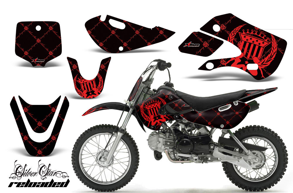 Suzuki DRZ 110 Dirt Bike Graphic Kit - All Years Silver Star - Reloaded Red