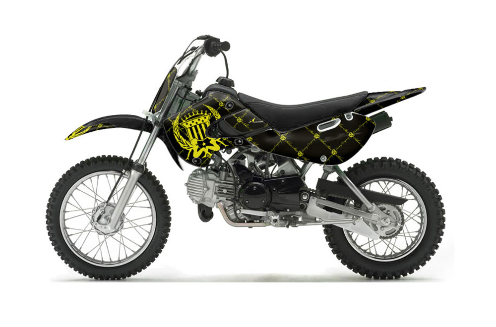 Suzuki DRZ 110 Dirt Bike Graphic Kit - All Years Silver Star - Reloaded Yellow