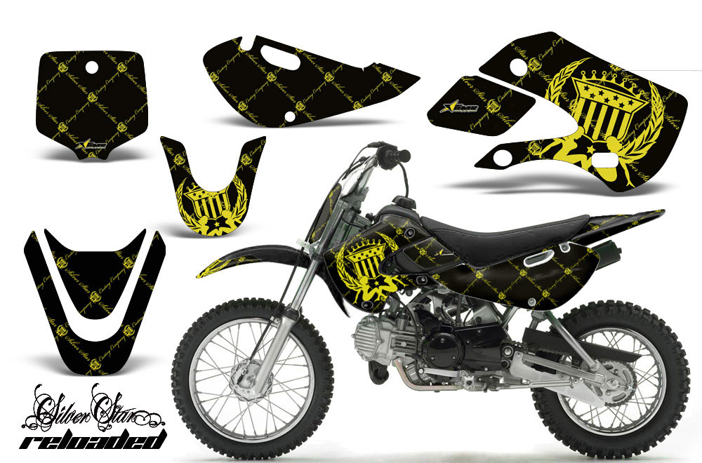 Suzuki DRZ 110 Dirt Bike Graphic Kit - All Years Silver Star - Reloaded Yellow