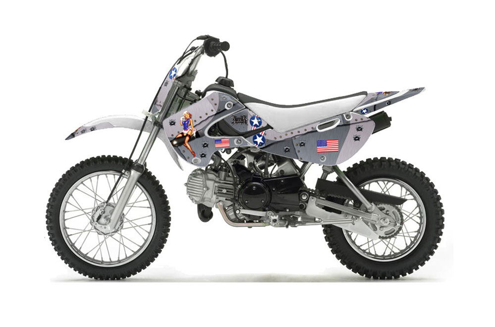 Suzuki DRZ 110 Dirt Bike Graphic Kit - All Years T Bomber Silver