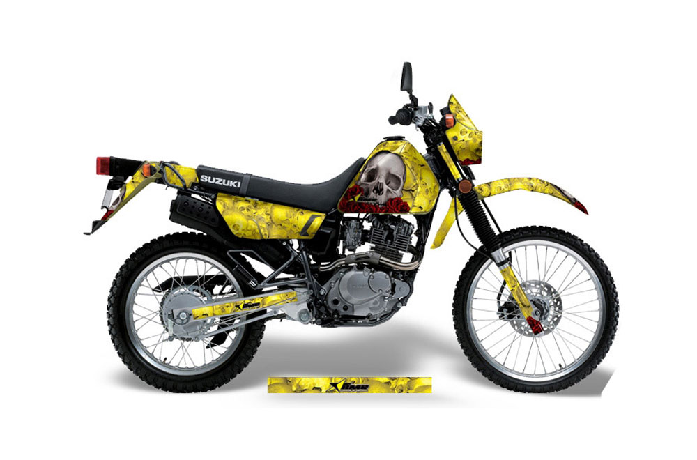 Suzuki DRZ 200 SE Dirt Bike Graphic Kit - 1996-2009 Bone Collector Yellow