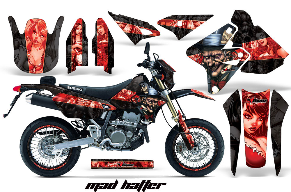 Suzuki DRZ 400 S Metal Tank Dirt Bike Graphic Kit - 2000-2018 Mad Hatter Black