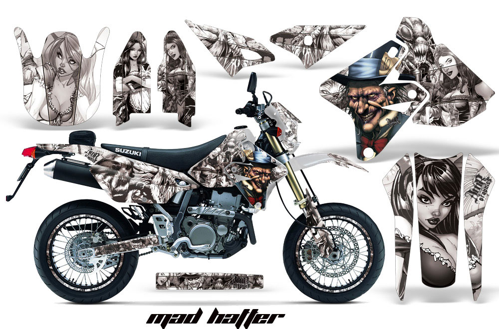 Suzuki DRZ 400 S Metal Tank Dirt Bike Graphic Kit - 2000-2018 Mad Hatter White