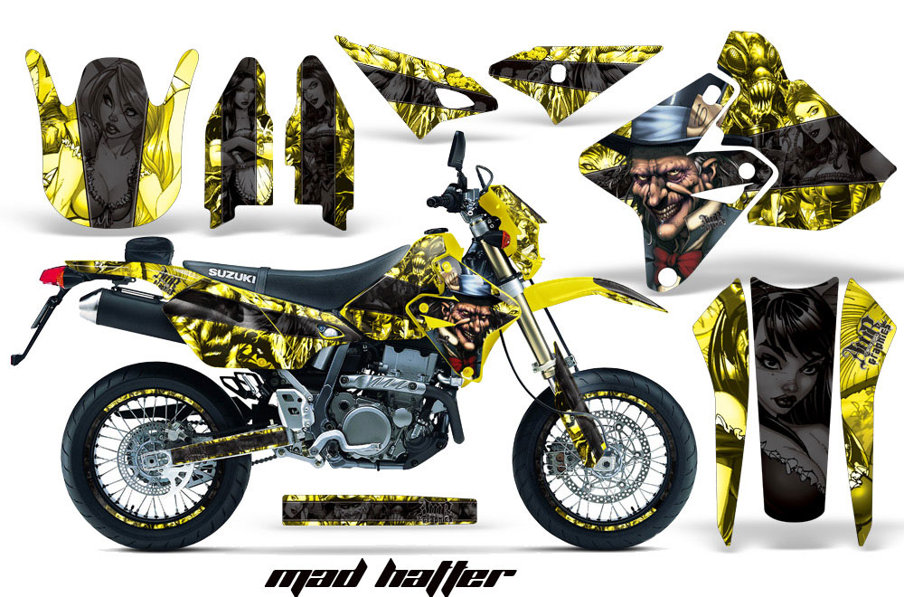 Suzuki DRZ 400 S Metal Tank Dirt Bike Graphic Kit - 2000-2018 Mad Hatter Yellow