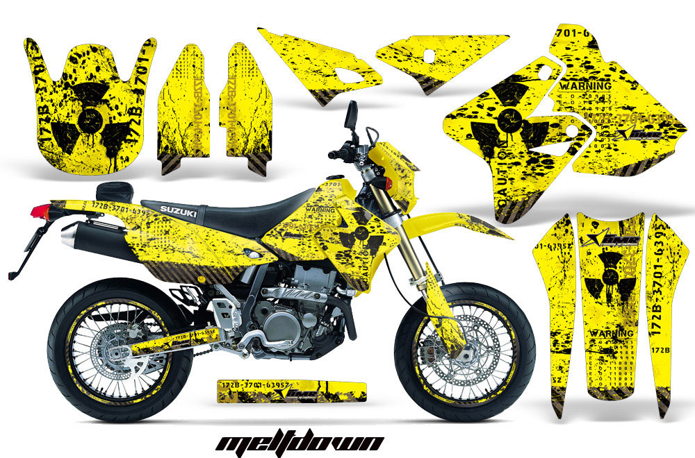 Suzuki DRZ 400 S Metal Tank Dirt Bike Graphic Kit - 2000-2018 Meltdown Yellow