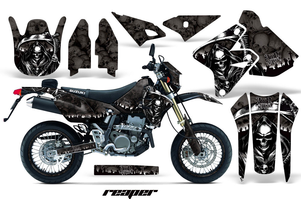 Suzuki DRZ 400 S Metal Tank Dirt Bike Graphic Kit - 2000-2018 Reaper Black