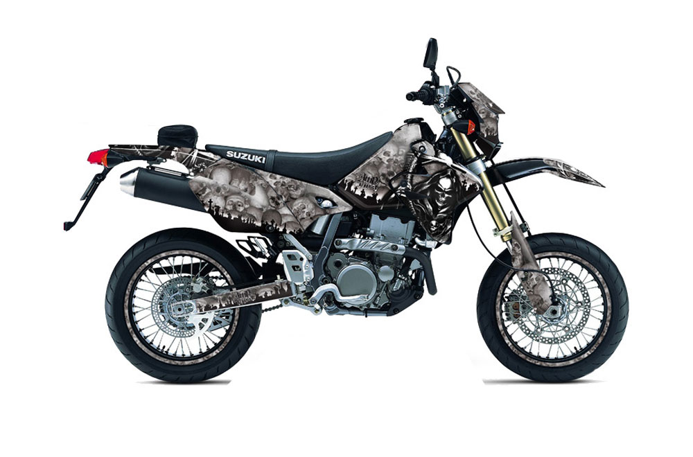 Suzuki DRZ 400 S Metal Tank Dirt Bike Graphic Kit - 2000-2018 Reaper Silver