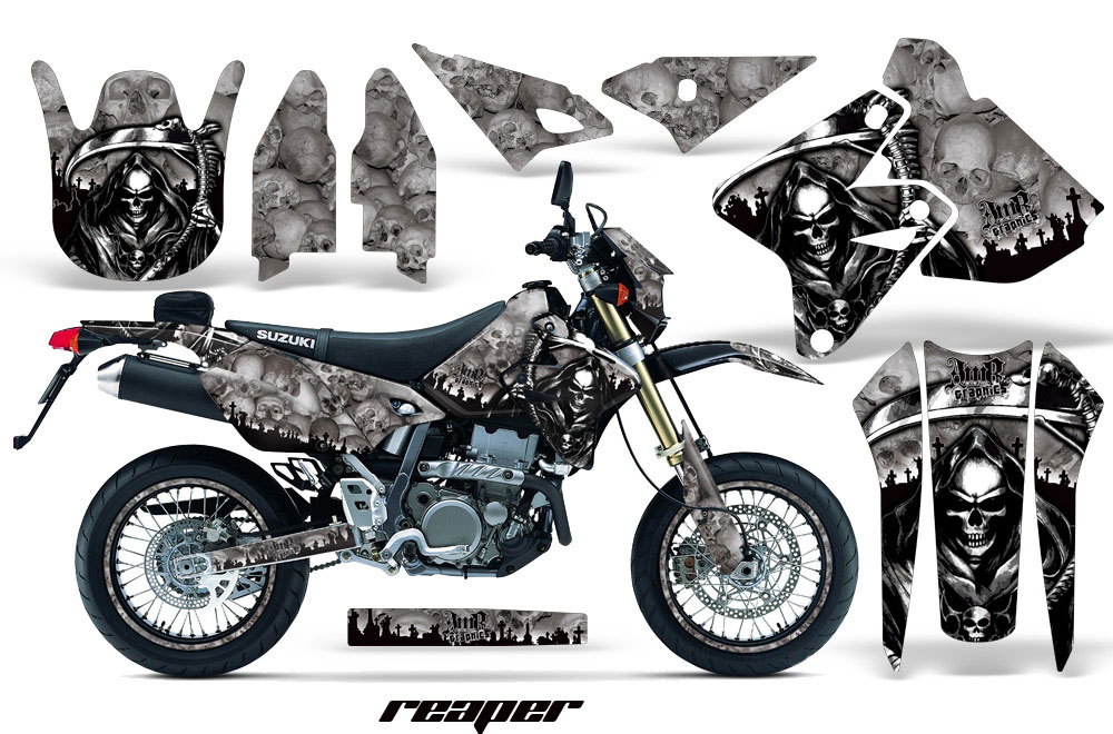 Suzuki DRZ 400 S Metal Tank Dirt Bike Graphic Kit - 2000-2018 Reaper Silver