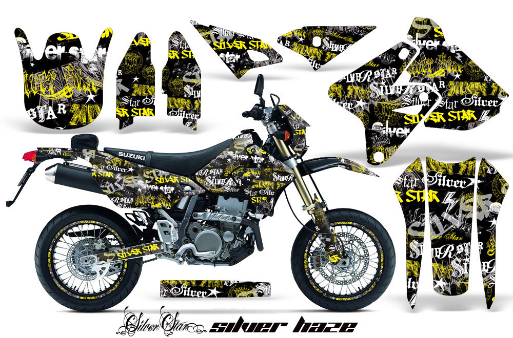 Suzuki DRZ 400 S Metal Tank Dirt Bike Graphic Kit - 2000-2018 Silver Star - Silverhaze Yellow
