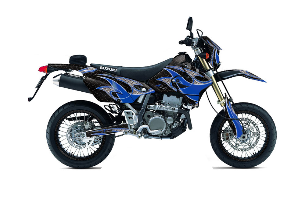 Suzuki DRZ 400 S Metal Tank Dirt Bike Graphic Kit - 2000-2018 Tribal Flames Blue