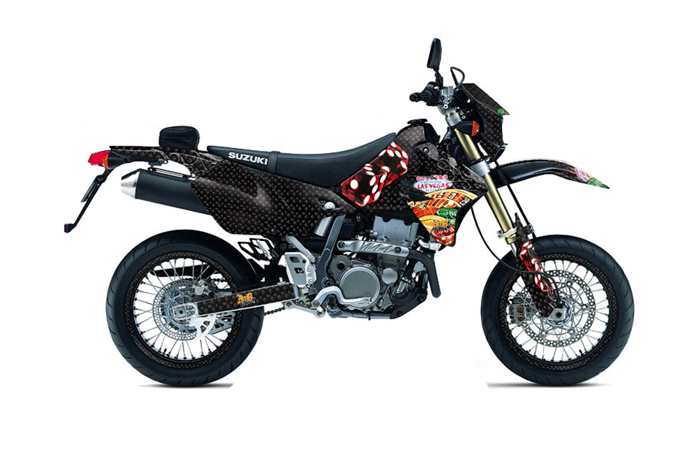 Suzuki DRZ 400 S Metal Tank Dirt Bike Graphic Kit - 2000-2018 Vegas Baller Black