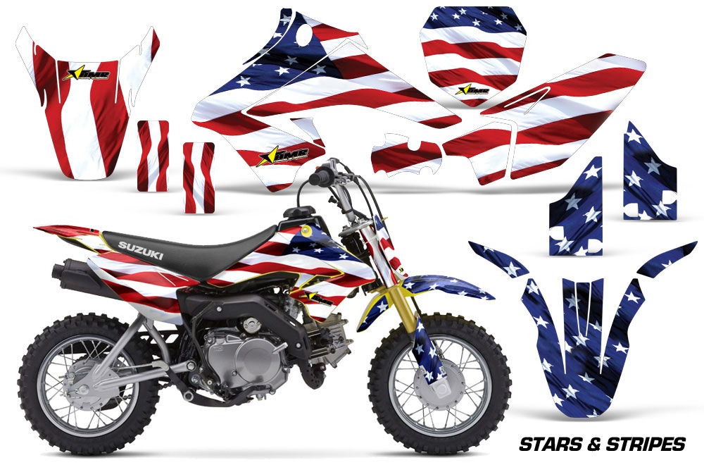 Suzuki DRZ 70 Dirt Bike Graphic Kit - 2008-2016 Stars and Stripes Red White & Blue