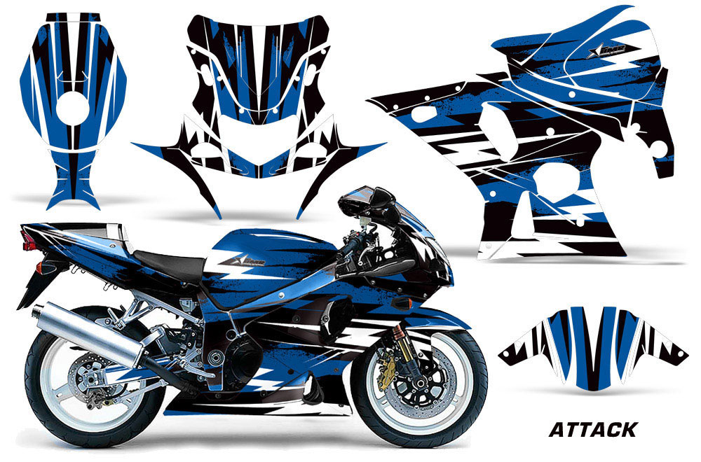 Suzuki GSXR 1000 Street Bike Graphic Kit - 2001-2002 Attack Blue