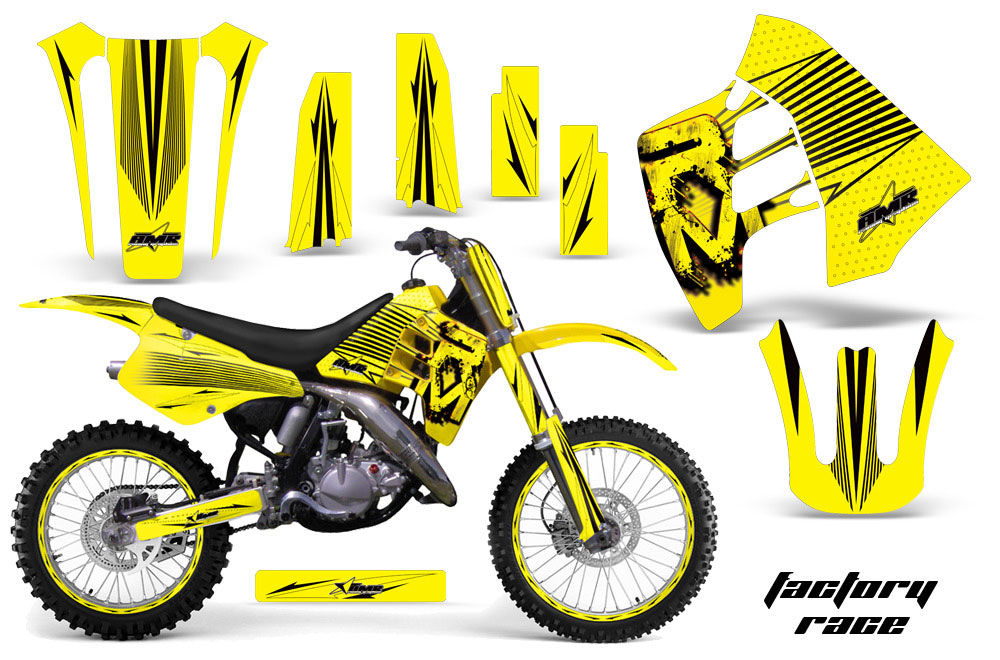 Suzuki RM 125 Dirt Bike Graphic Kit - 1992 Factory Race Yellow