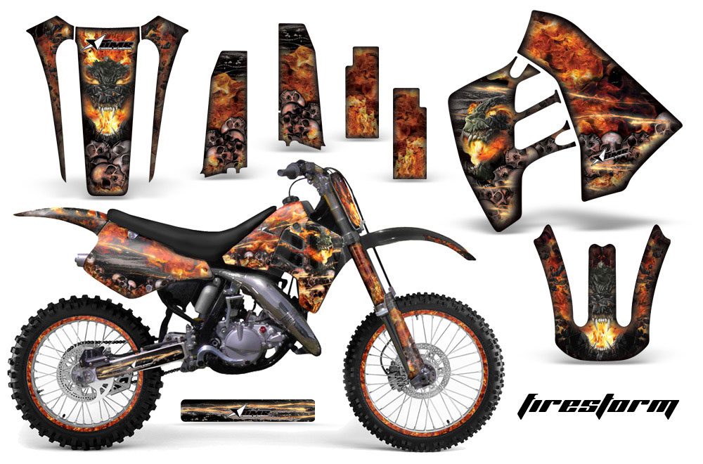 Suzuki RM 250 Dirt Bike Graphic Kit - 1989-1992 Firestorm Black