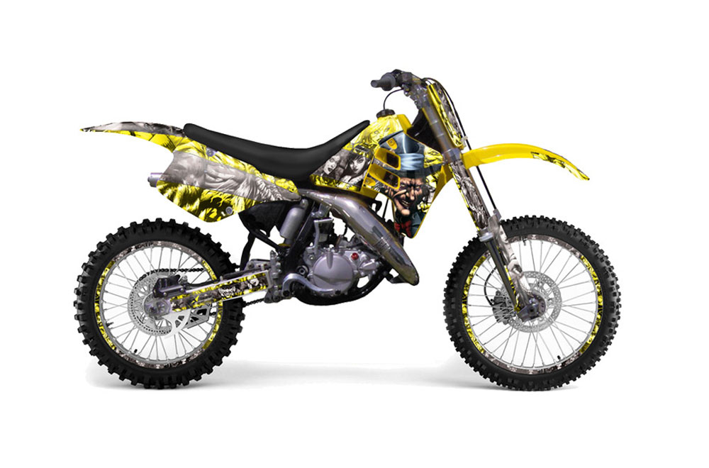 Suzuki RM 125 Dirt Bike Graphic Kit - 1992 Mad Hatter Yellow