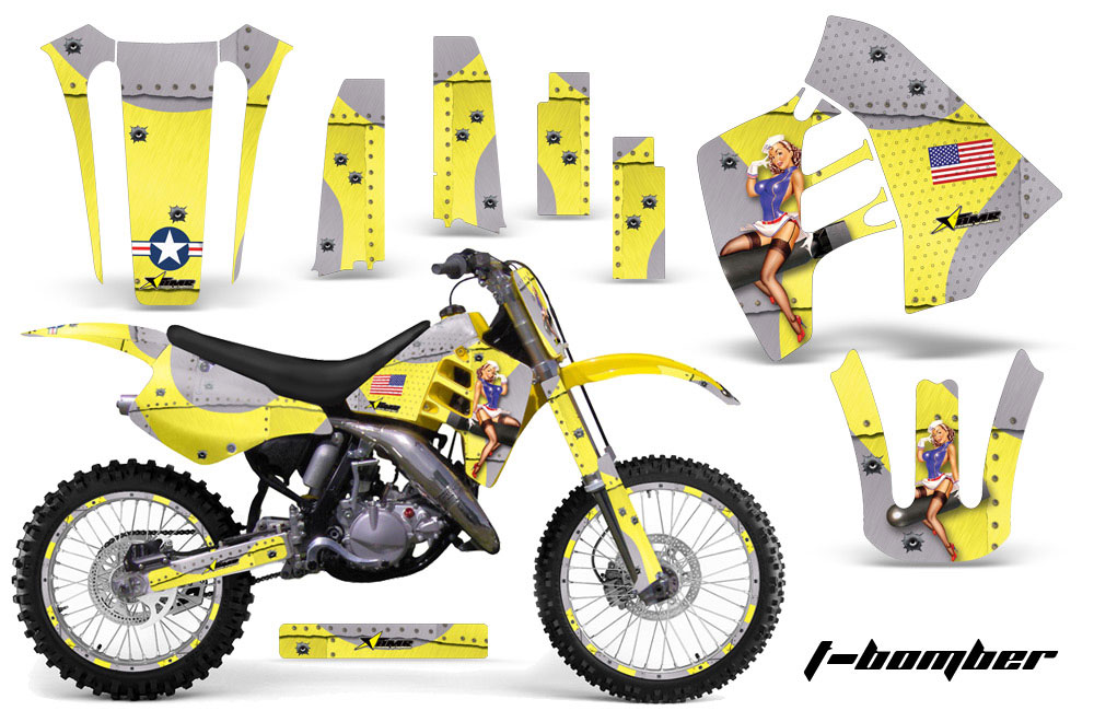 Suzuki RM 250 Dirt Bike Graphic Kit - 1989-1992 T Bomber Yellow
