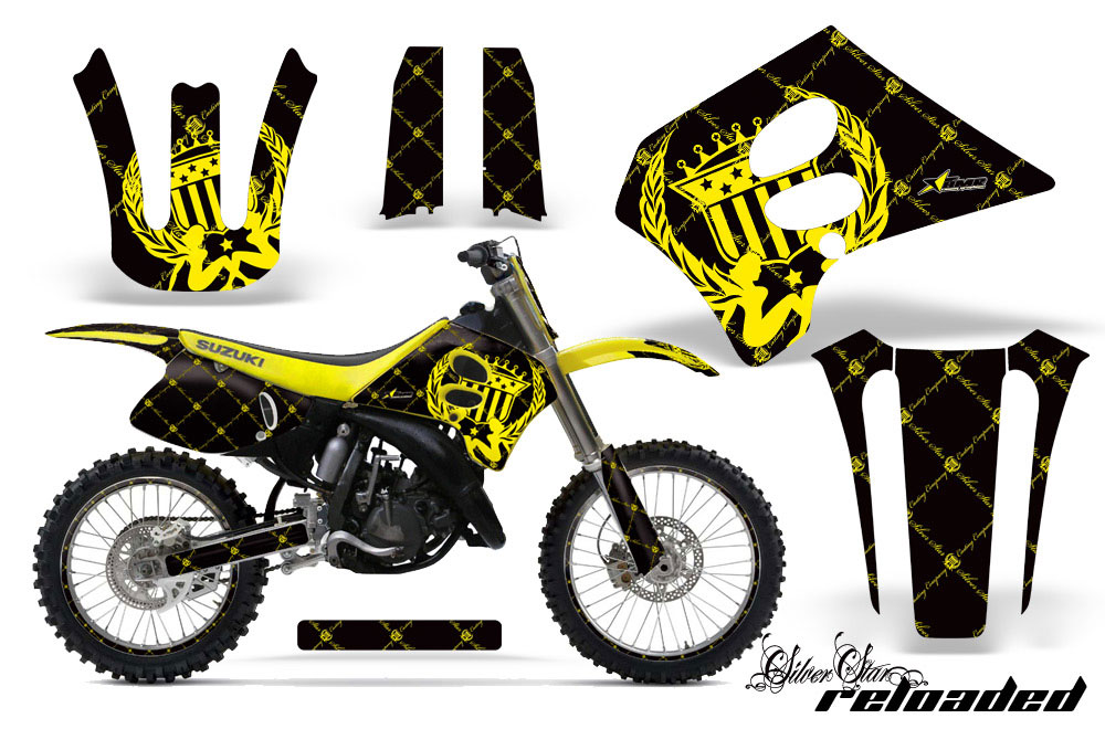 Suzuki RM 250 Dirt Bike Graphic Kit - 1993-1995 Silver Star - Reloaded Yellow