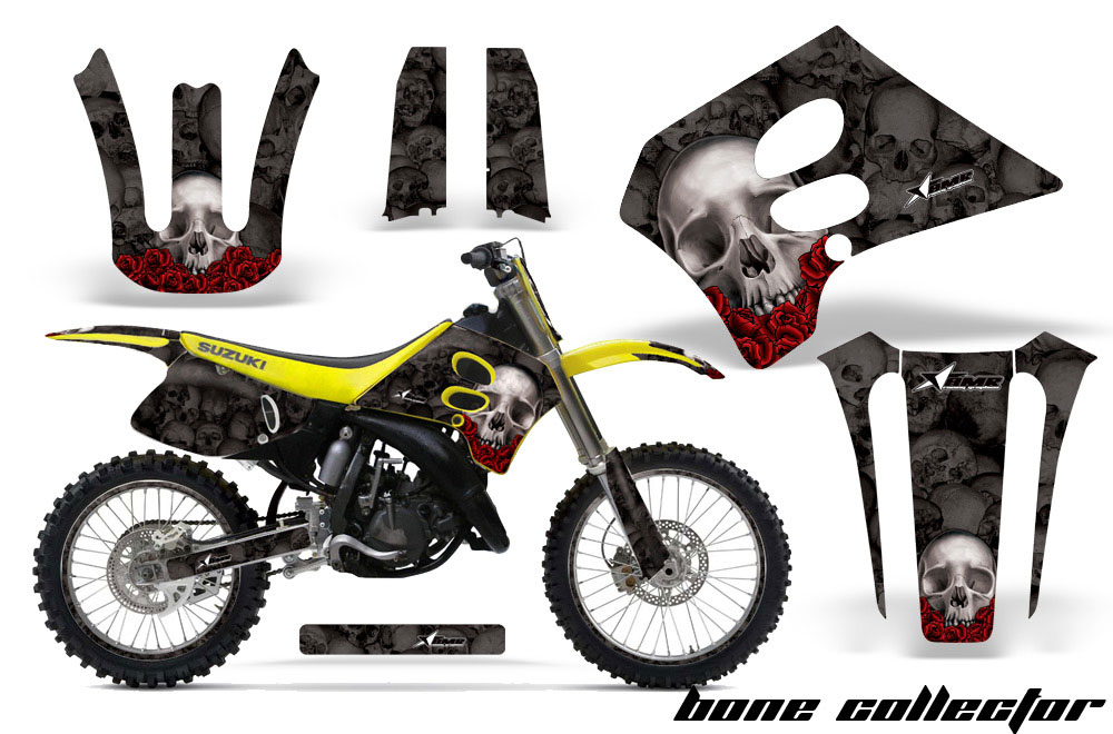 Suzuki RM 250 Dirt Bike Graphic Kit - 1993-1995 Bone Collector Black