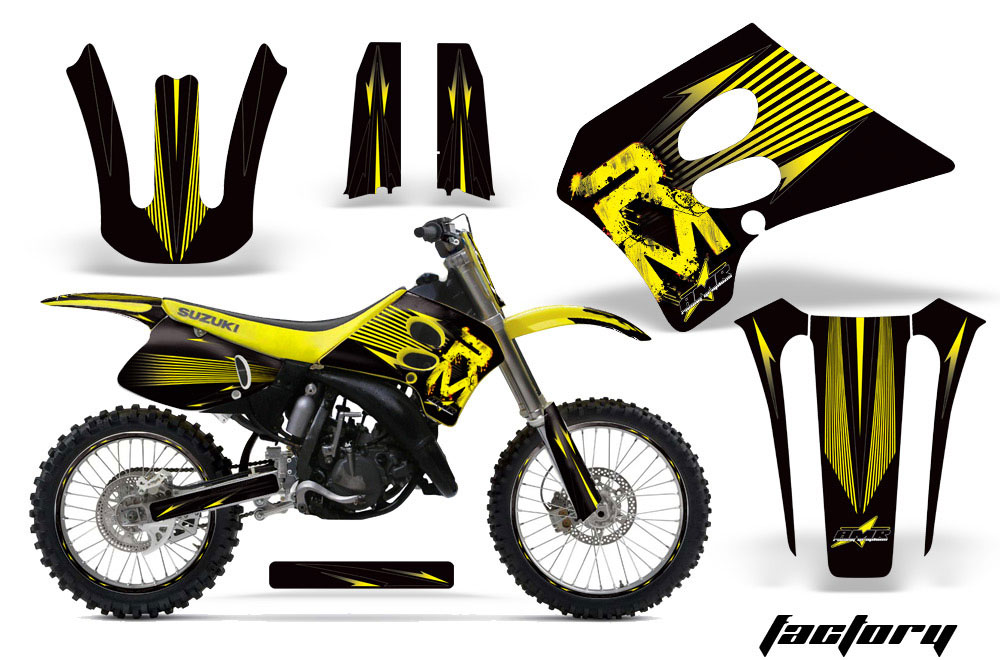 Suzuki RM 250 Dirt Bike Graphic Kit - 1993-1995 Factory Yellow