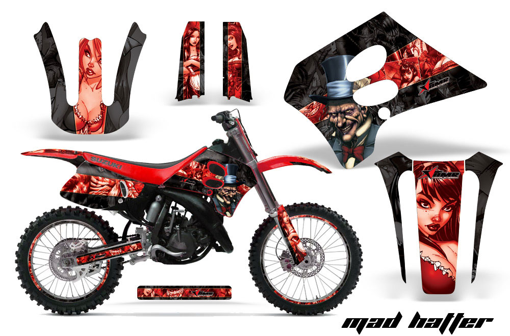 Suzuki RM 250 Dirt Bike Graphic Kit - 1993-1995 Mad Hatter Black