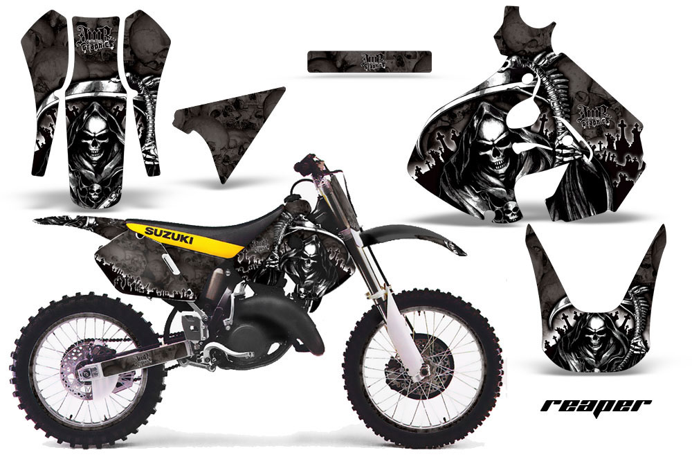 Suzuki RM 125 Dirt Bike Graphic Kit - 1999-2000 Reaper Black