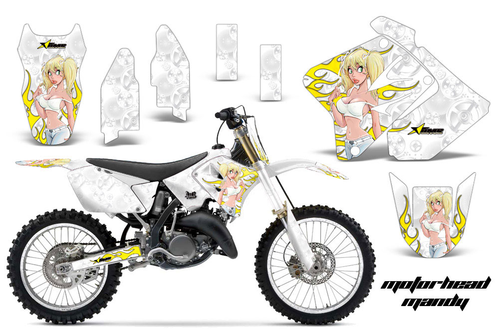 Suzuki RM 250 Dirt Bike Graphic Kit - 2001-2009 Motorhead Mandy White