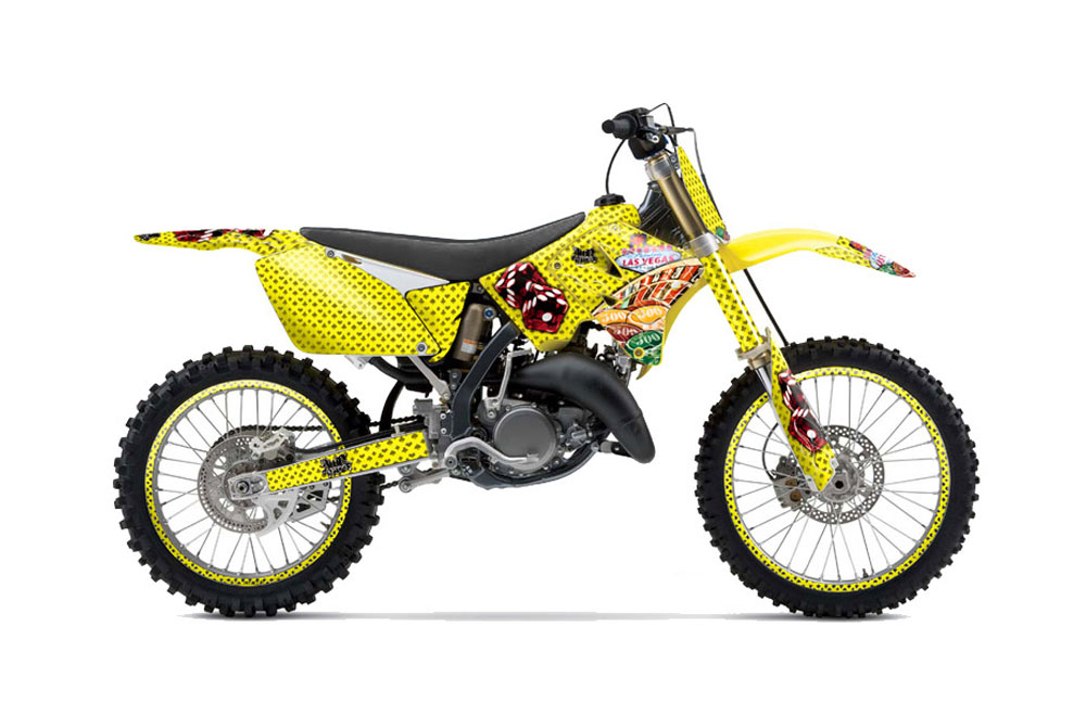 Suzuki RM 250 Dirt Bike Graphic Kit - 2001-2009 Vegas Baller Yellow