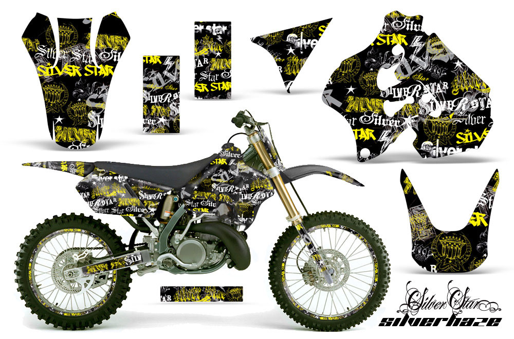 Suzuki RM 250 Dirt Bike Graphic Kit - 1996-1998 Silver Star - Silverhaze Yellow