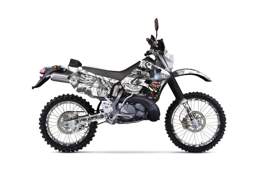 Suzuki RMX 250 S Dirt Bike Graphic Kit - 1996-1998 Mad Hatter White