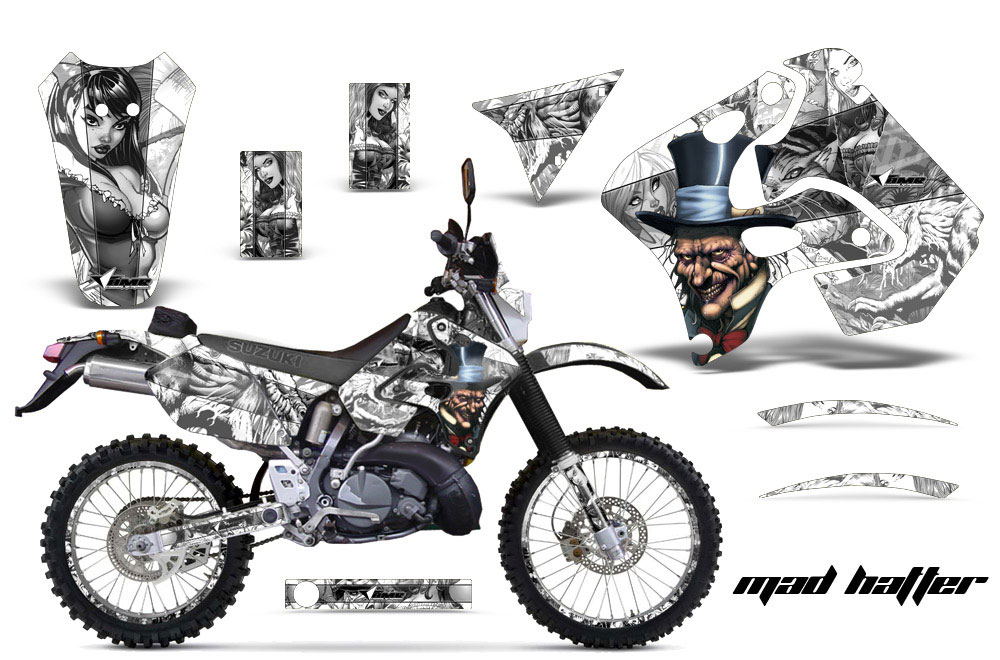 Suzuki RMX 250 S Dirt Bike Graphic Kit - 1996-1998 Mad Hatter White