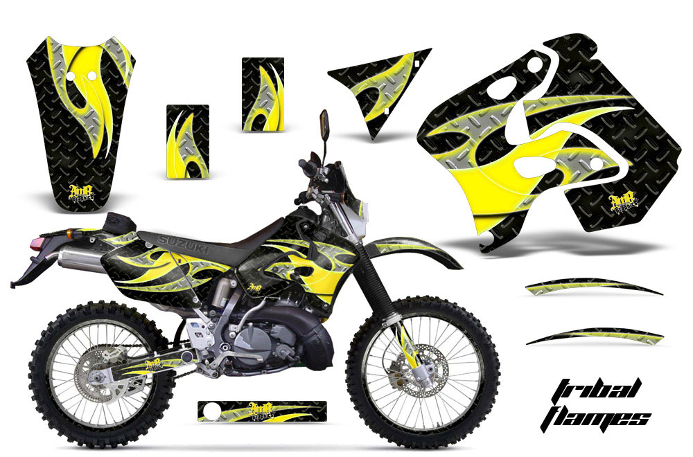 Suzuki RMX 250 S Dirt Bike Graphic Kit - 1996-1998 Tribal Flames Yellow