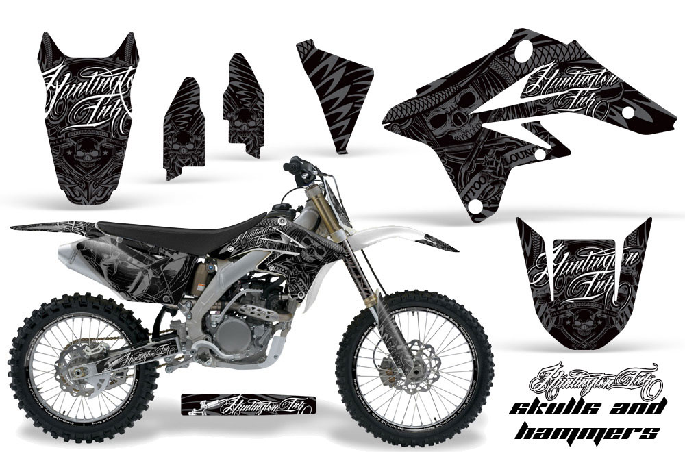 Suzuki RMZ 250 Dirt Bike Graphic Kit - 2007-2009 Skulls and Hammers Silver