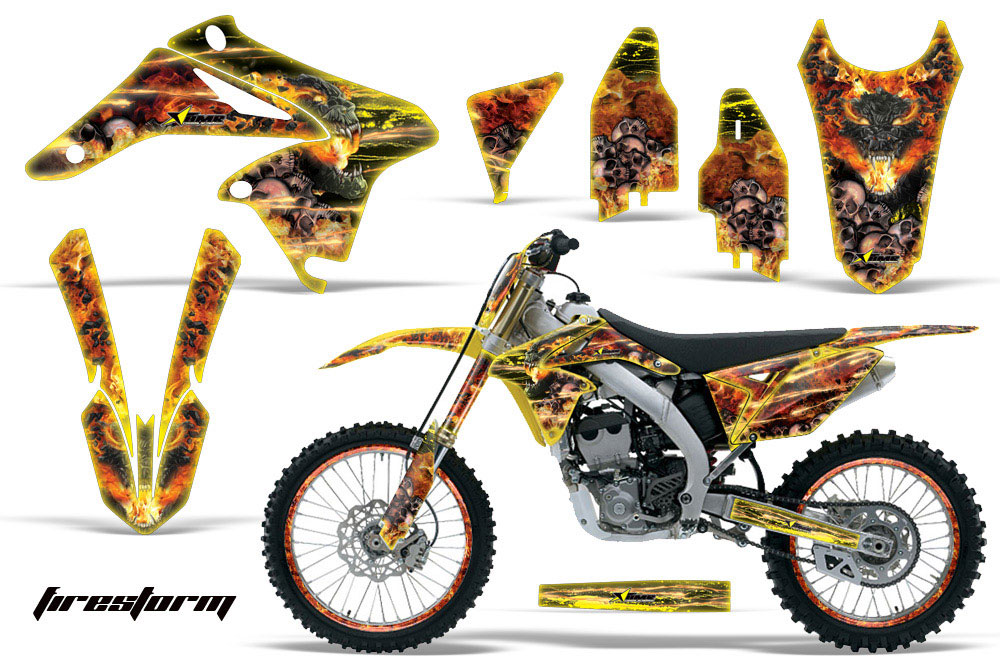 Suzuki RMZ 250 Dirt Bike Graphic Kit - 2010-2016 Firestorm Yellow