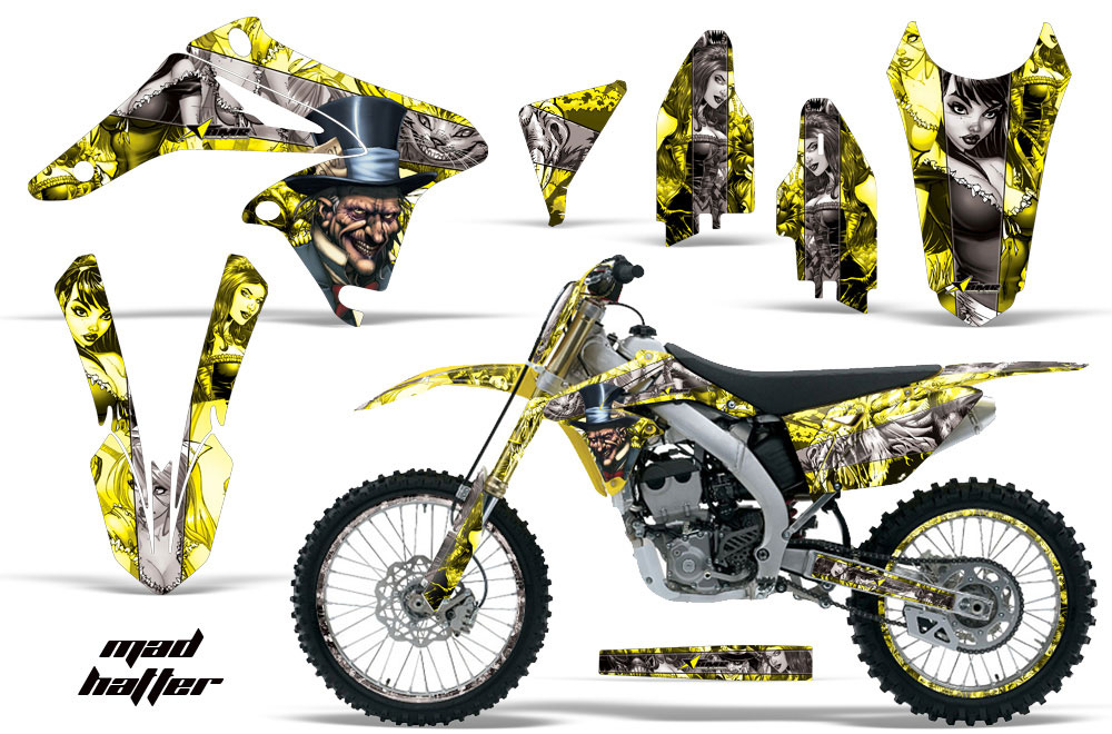 Suzuki RMZ 250 Dirt Bike Graphic Kit - 2010-2016 Mad Hatter Yellow