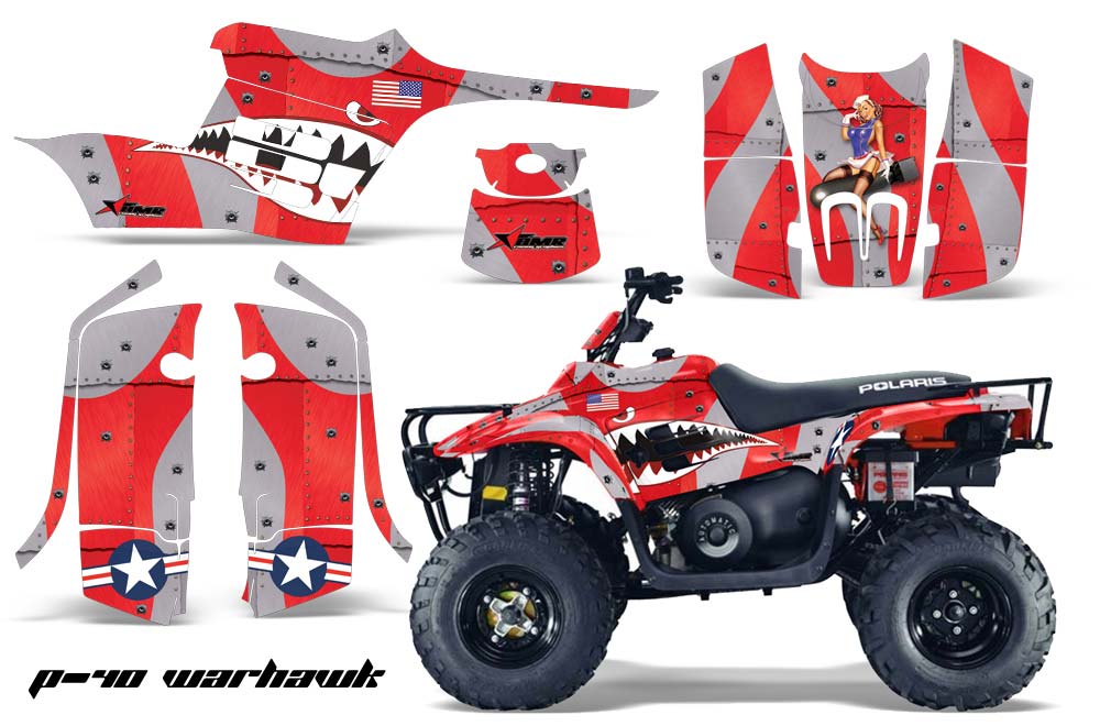 Polaris Trailboss 330 ATV Graphic Kit - 2004-2009 P40 Warhawk Red